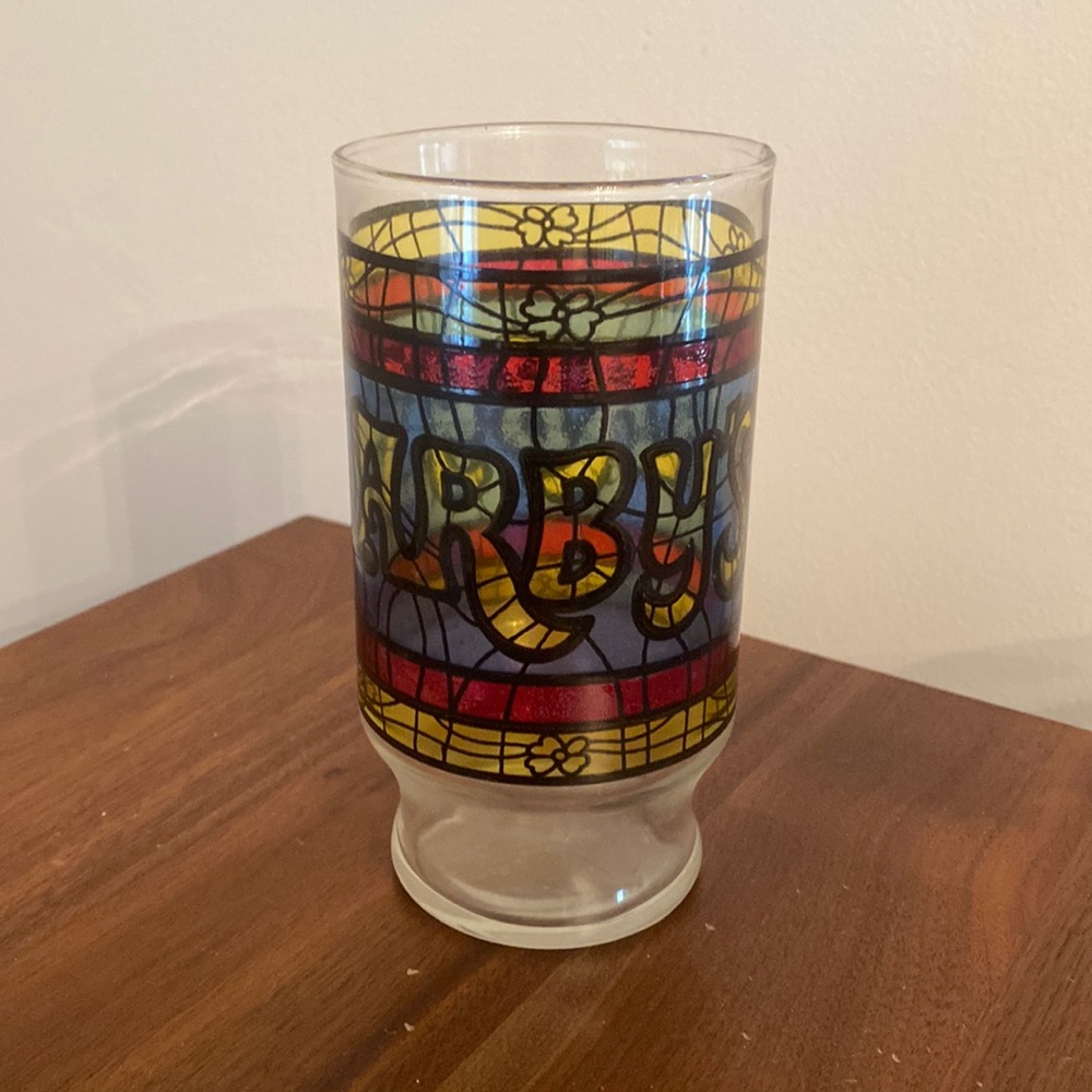 8 vintage (1970s) Arbys restaurant stained glasses.